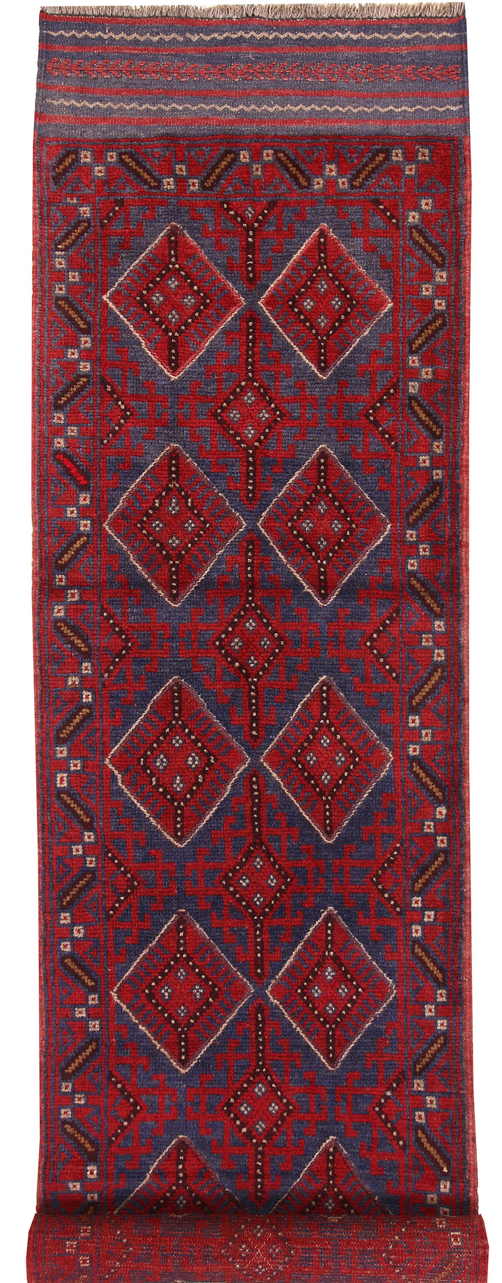 Dark Red Mashwani 2' 2 x 8' 6 - No. 63708 - ALRUG Rug Store