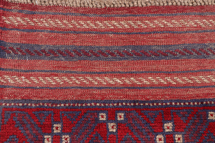 Dark Red Mashwani 2' 2 x 8' - No. 63709 - ALRUG Rug Store