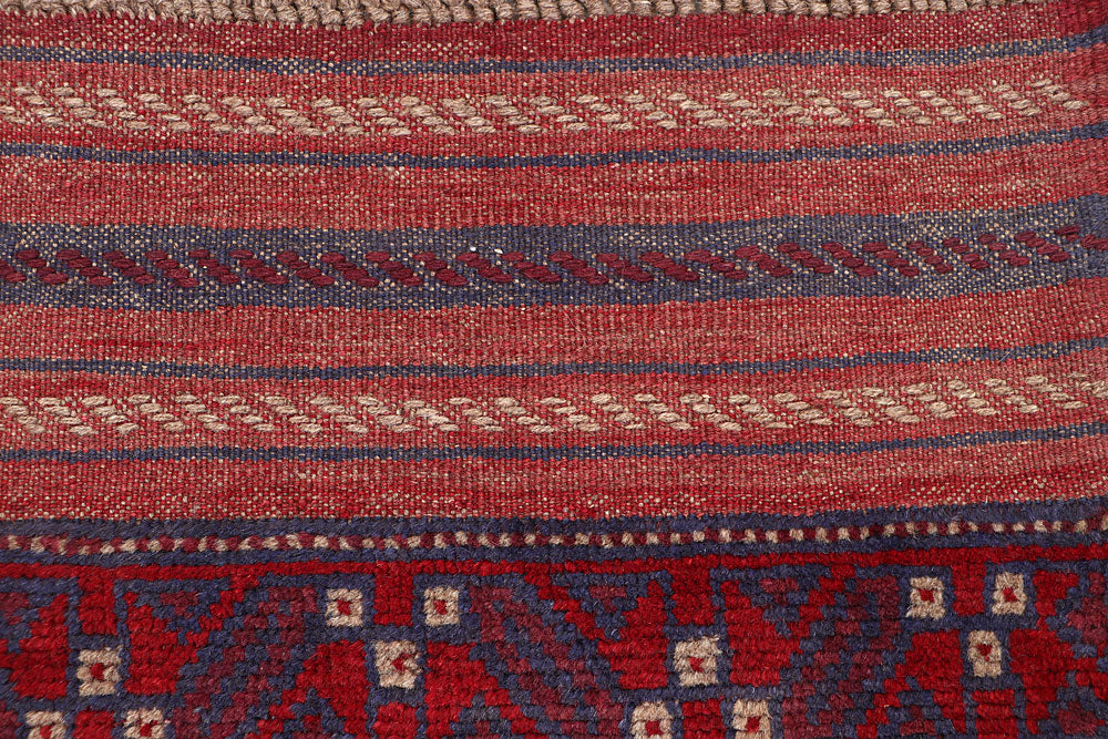 Dark Red Mashwani 2' 2 x 8' - No. 63709 - ALRUG Rug Store