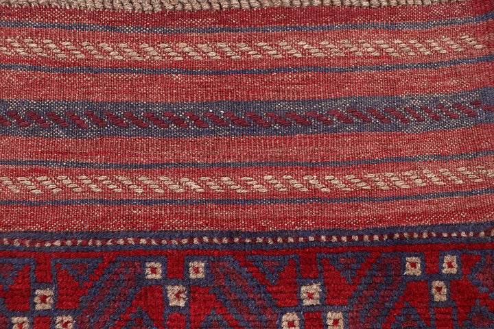 Dark Red Mashwani 2' 2 x 8' - No. 63709 - ALRUG Rug Store