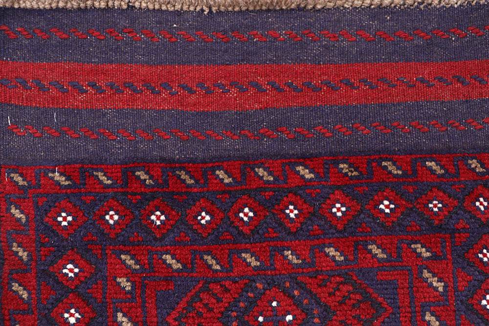 Dark Red Mashwani 2' 1 x 8' 8 - No. 63710 - ALRUG Rug Store