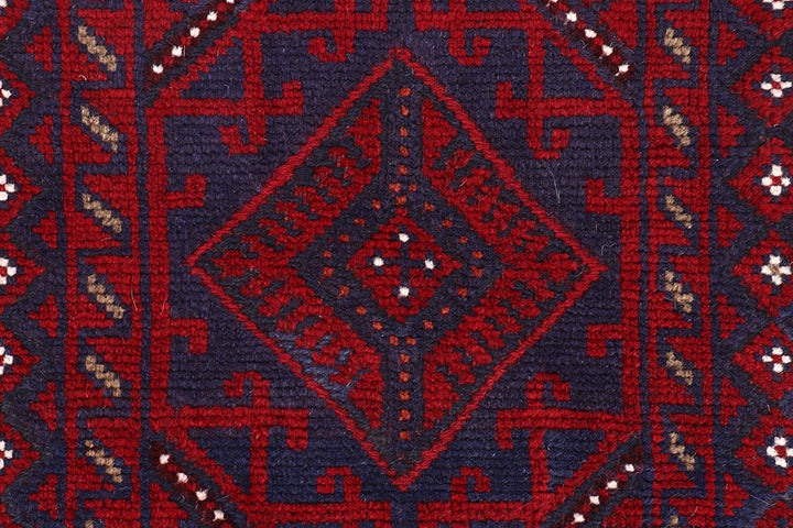 Dark Red Mashwani 2' 1 x 8' 8 - No. 63710 - ALRUG Rug Store