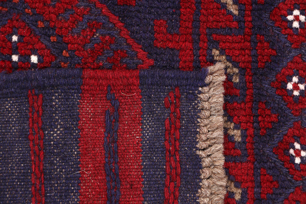 Dark Red Mashwani 2' 1 x 8' 8 - No. 63710 - ALRUG Rug Store