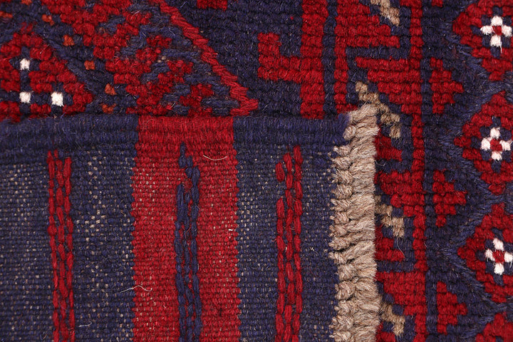 Dark Red Mashwani 2' 1 x 8' 8 - No. 63710 - ALRUG Rug Store