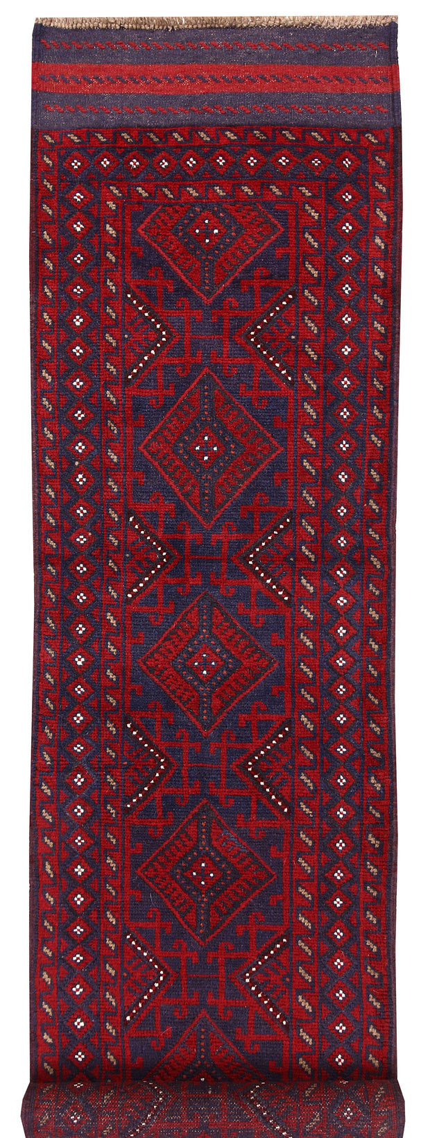 Dark Red Mashwani 2' 1 x 8' 8 - No. 63710 - ALRUG Rug Store