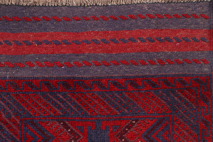 Dark Red Mashwani 2' 1 x 11' 11 - No. 63711 - ALRUG Rug Store