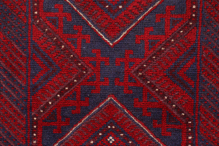 Dark Red Mashwani 2' 1 x 11' 11 - No. 63711 - ALRUG Rug Store