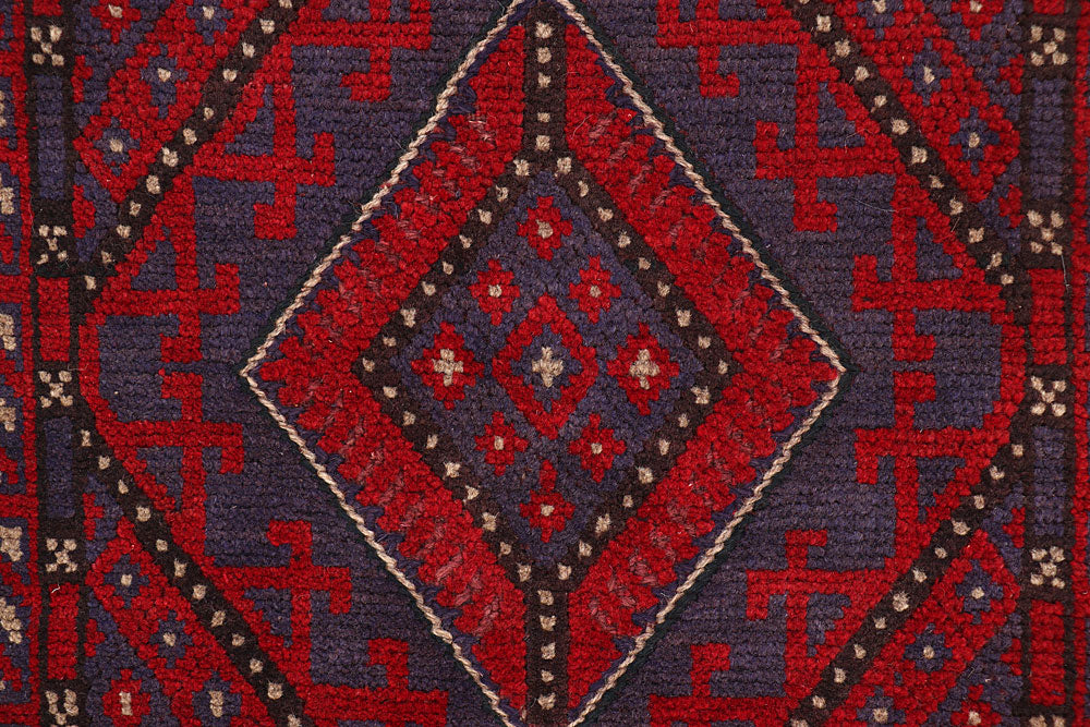 Dark Red Mashwani 2' x 8' 10 - No. 63712 - ALRUG Rug Store
