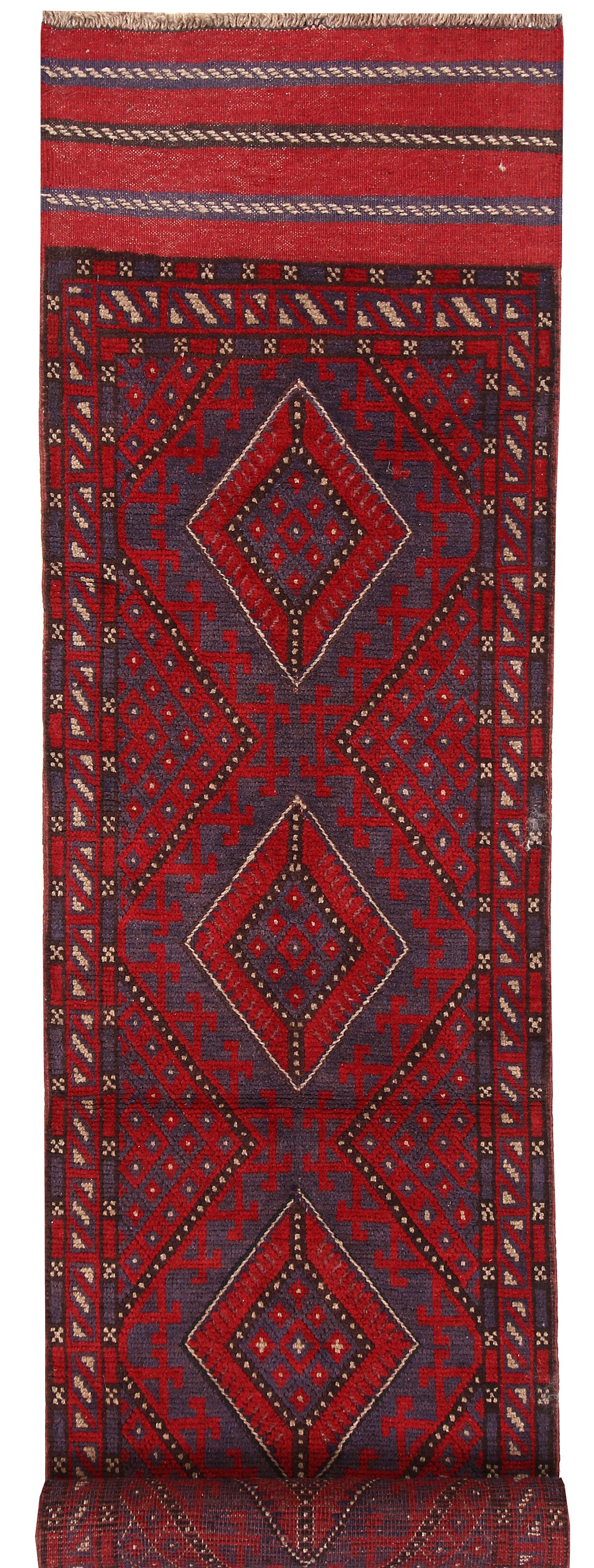 Dark Red Mashwani 2' x 8' 10 - No. 63712 - ALRUG Rug Store