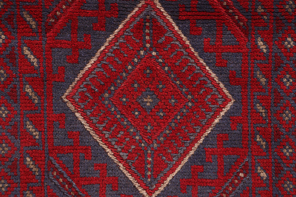 Dark Red Mashwani 2' 1 x 8' 5 - No. 63713 - ALRUG Rug Store