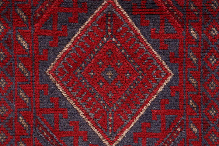 Dark Red Mashwani 2' 1 x 8' 5 - No. 63713 - ALRUG Rug Store