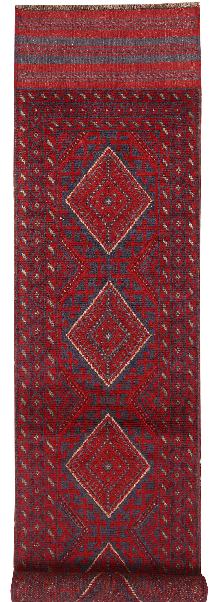 Dark Red Mashwani 2' 1 x 8' 5 - No. 63713 - ALRUG Rug Store