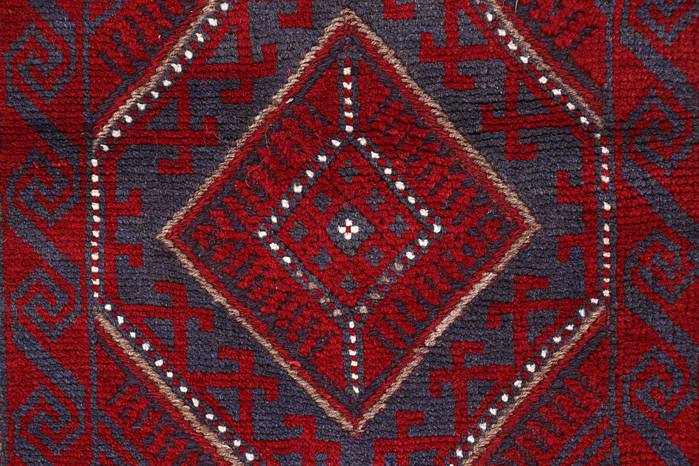 Dark Red Mashwani 2' x 8' - No. 63714 - ALRUG Rug Store