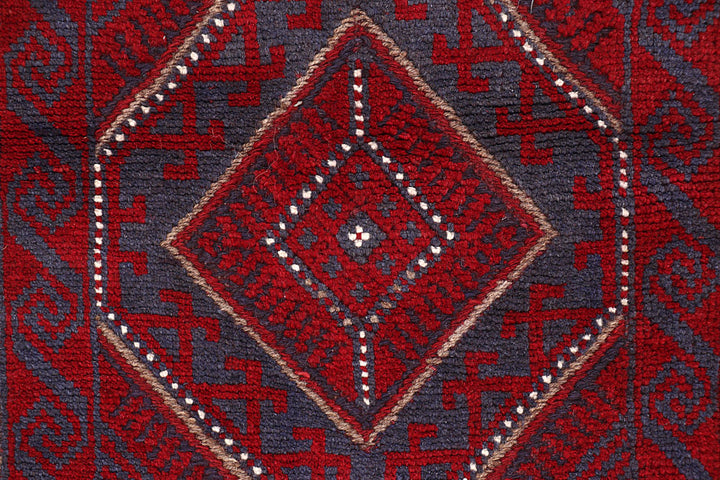 Dark Red Mashwani 2' x 8' - No. 63714 - ALRUG Rug Store