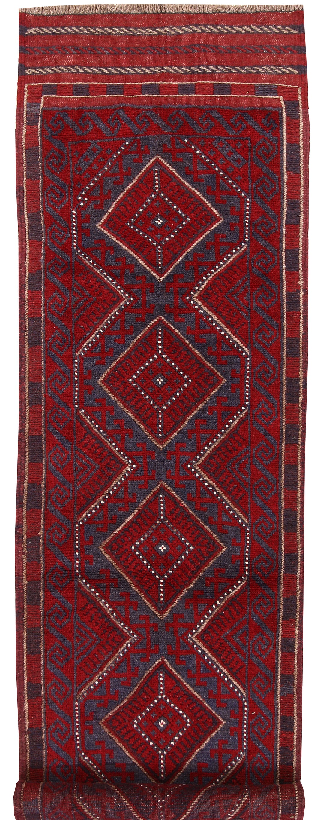 Dark Red Mashwani 2' x 8' - No. 63714 - ALRUG Rug Store