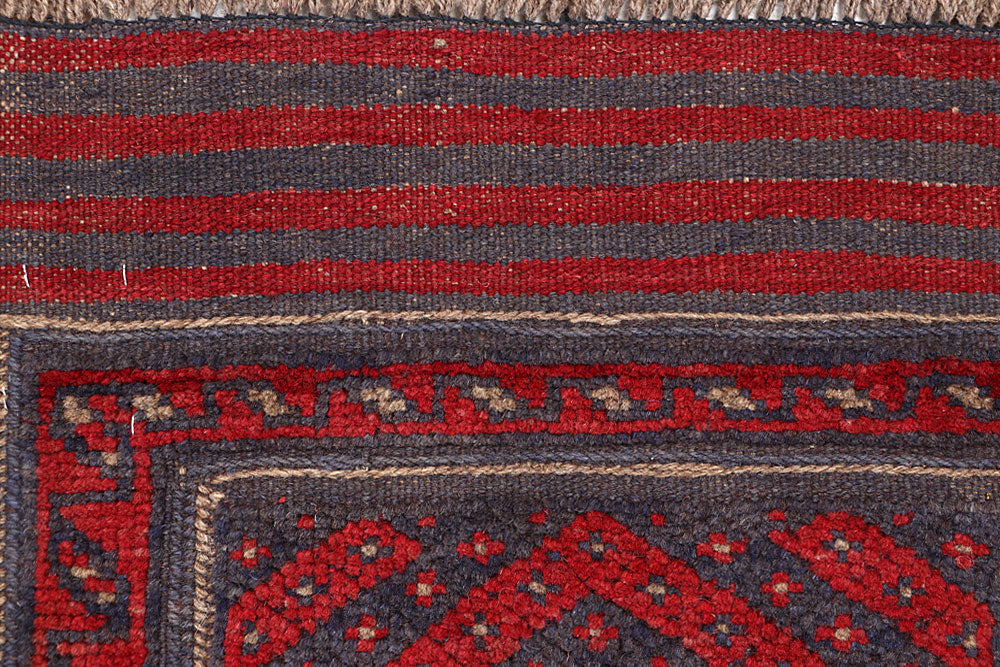 Dark Red Mashwani 2' x 7' 4 - No. 63715 - ALRUG Rug Store