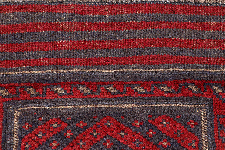 Dark Red Mashwani 2' x 7' 4 - No. 63715 - ALRUG Rug Store