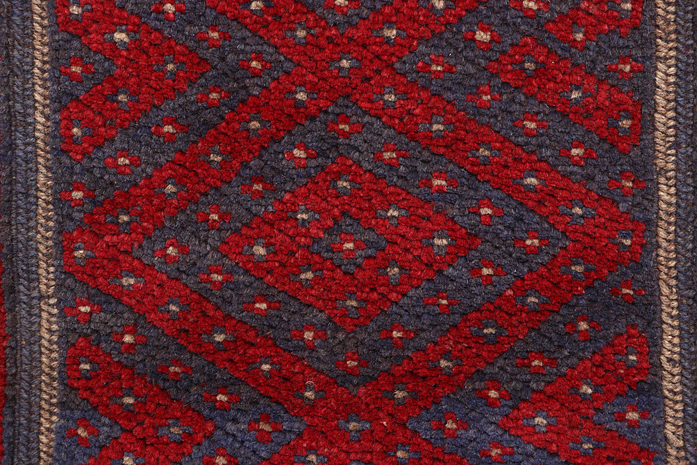 Dark Red Mashwani 2' x 7' 4 - No. 63715 - ALRUG Rug Store