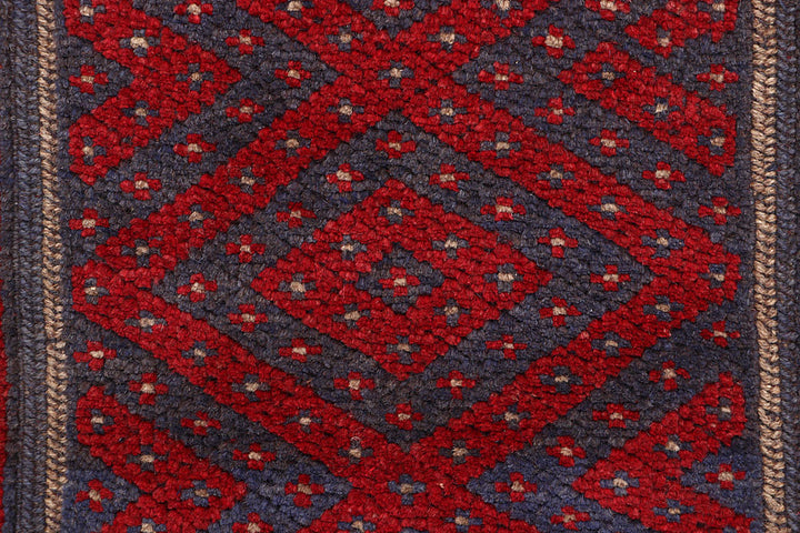 Dark Red Mashwani 2' x 7' 4 - No. 63715 - ALRUG Rug Store