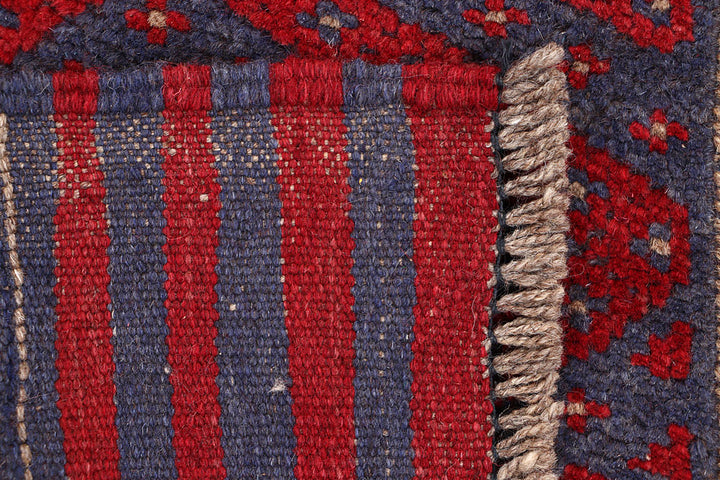 Dark Red Mashwani 2' x 7' 4 - No. 63715 - ALRUG Rug Store