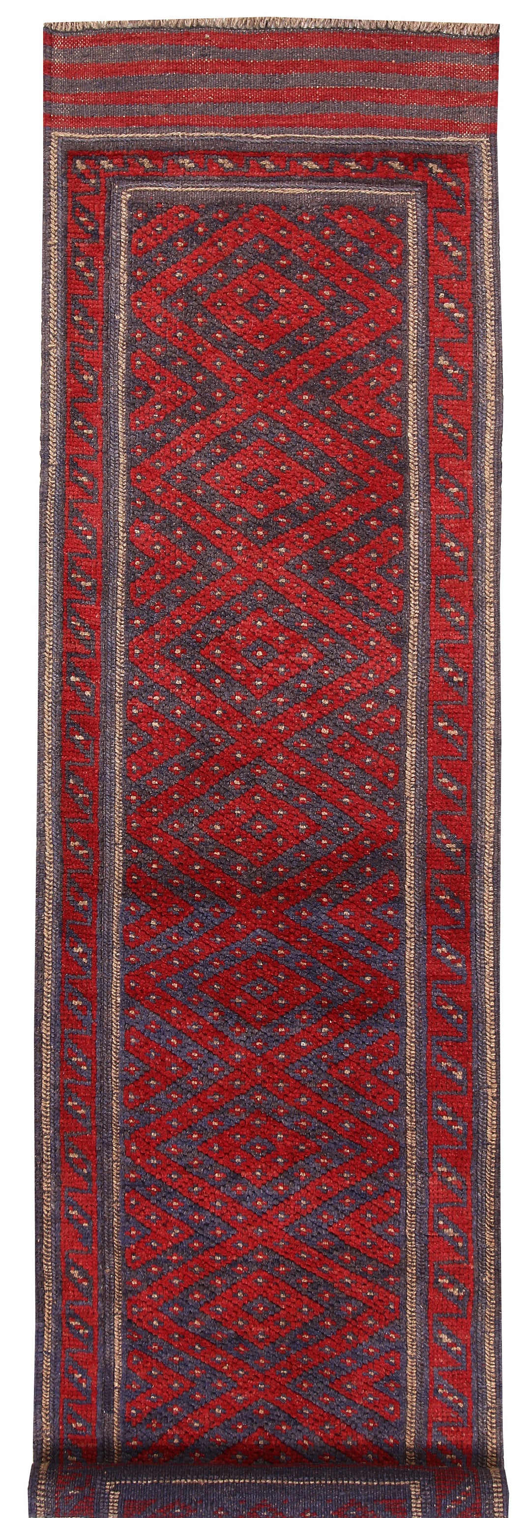 Dark Red Mashwani 2' x 7' 4 - No. 63715 - ALRUG Rug Store
