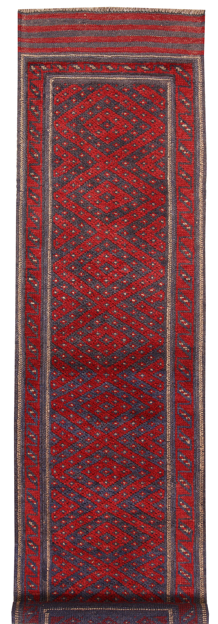 Dark Red Mashwani 2' x 7' 4 - No. 63715 - ALRUG Rug Store