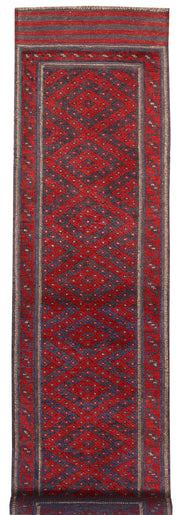 Dark Red Mashwani 2' x 7' 4 - No. 63715 - ALRUG Rug Store