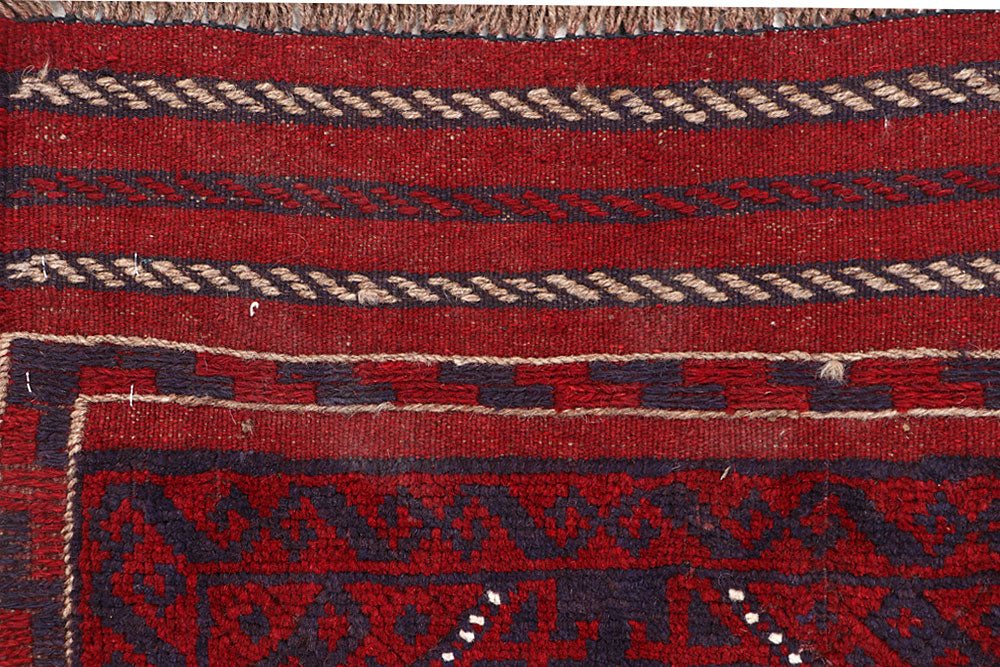 Dark Red Mashwani 2' 1 x 7' 11 - No. 63716 - ALRUG Rug Store