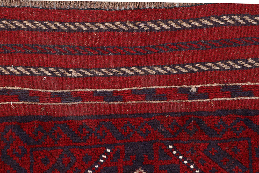 Dark Red Mashwani 2' 1 x 7' 11 - No. 63716 - ALRUG Rug Store