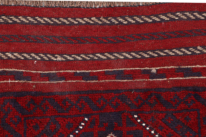 Dark Red Mashwani 2' 1 x 7' 11 - No. 63716 - ALRUG Rug Store