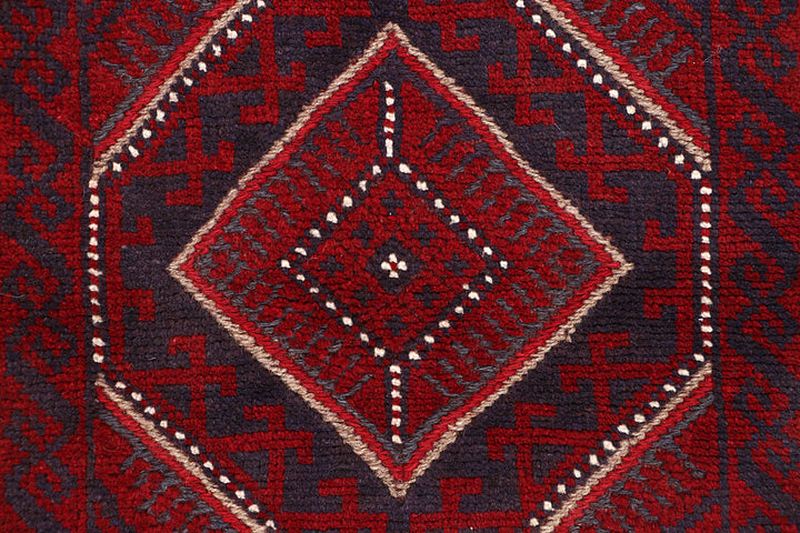 Dark Red Mashwani 2' 1 x 7' 11 - No. 63716 - ALRUG Rug Store