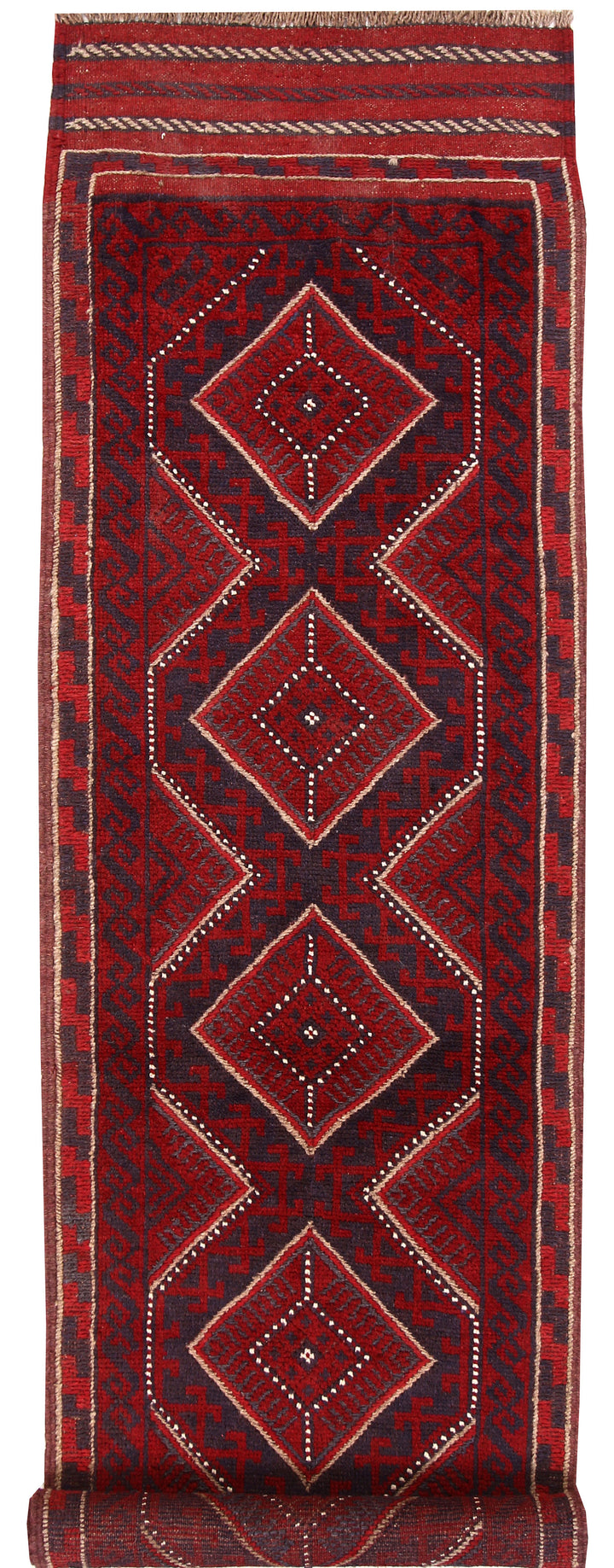 Dark Red Mashwani 2' 1 x 7' 11 - No. 63716 - ALRUG Rug Store