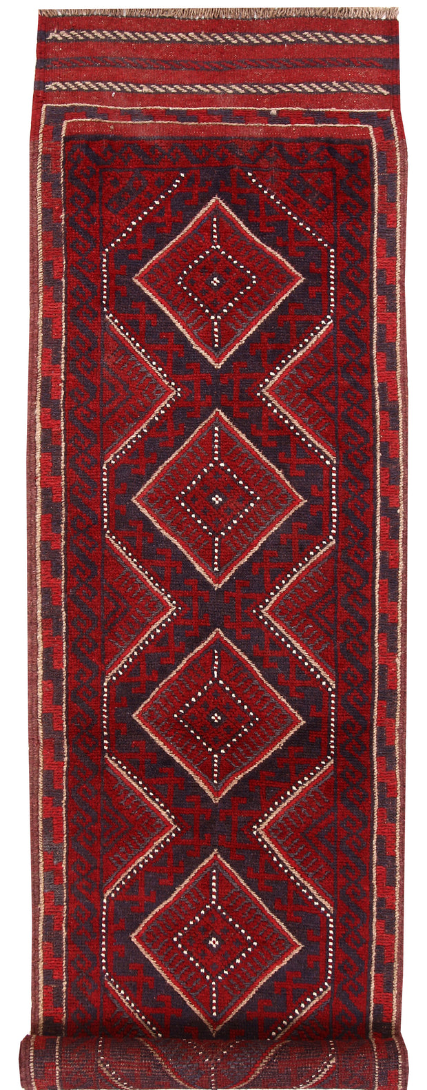 Dark Red Mashwani 2' 1 x 7' 11 - No. 63716 - ALRUG Rug Store