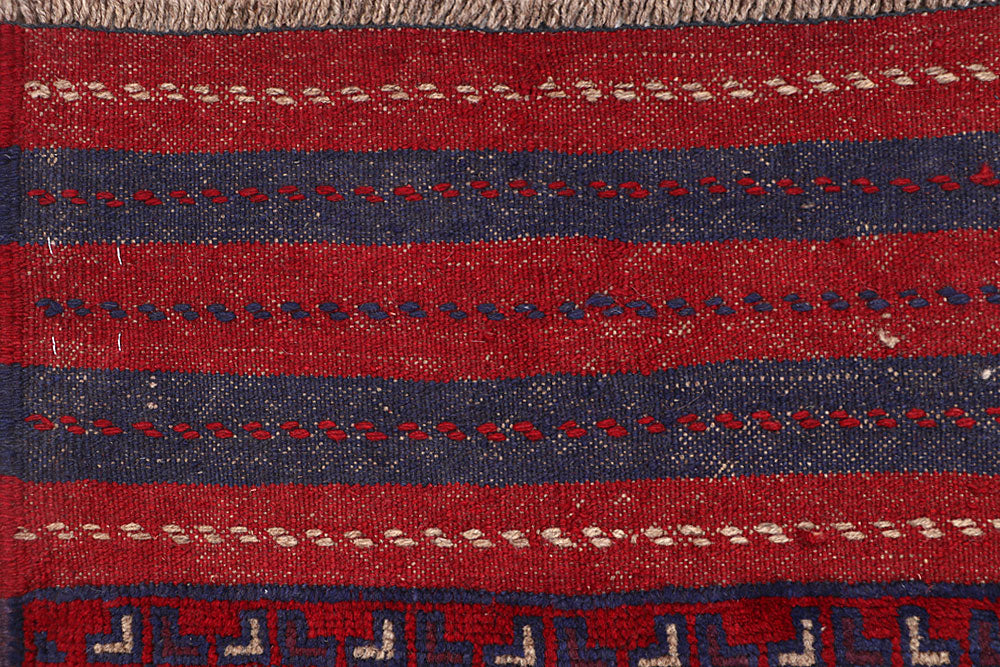 Dark Red Mashwani 2' 2 x 7' 10 - No. 63717 - ALRUG Rug Store