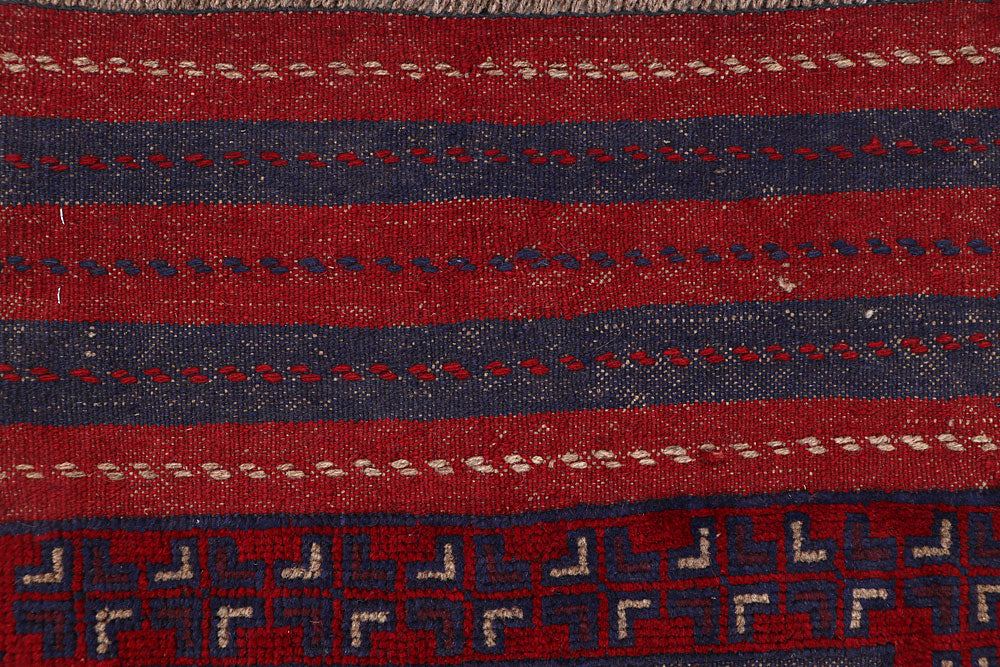 Dark Red Mashwani 2' 2 x 7' 10 - No. 63717 - ALRUG Rug Store