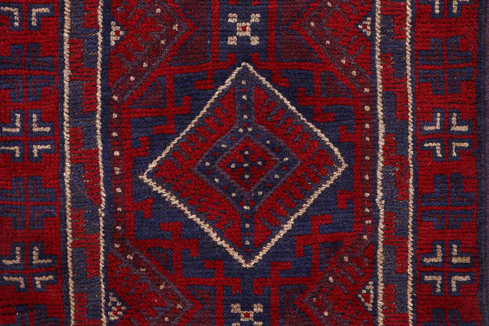 Dark Red Mashwani 2' 2 x 7' 10 - No. 63717 - ALRUG Rug Store