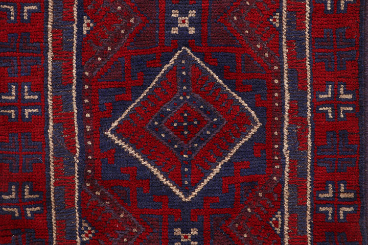 Dark Red Mashwani 2' 2 x 7' 10 - No. 63717 - ALRUG Rug Store