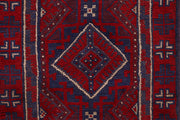 Dark Red Mashwani 2' 2 x 7' 10 - No. 63717 - ALRUG Rug Store