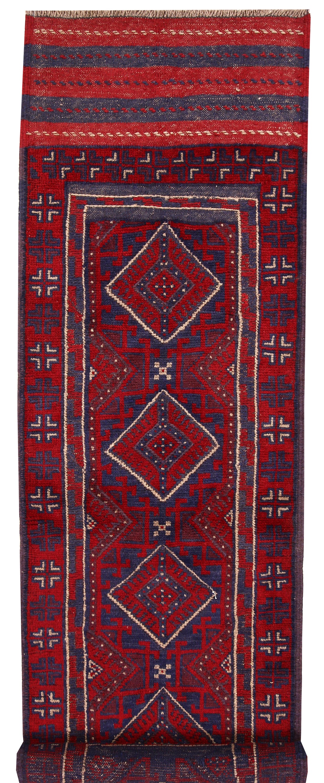 Dark Red Mashwani 2' 2 x 7' 10 - No. 63717 - ALRUG Rug Store