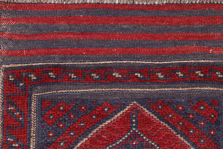 Dark Red Mashwani 2' 2 x 8' 4 - No. 63718 - ALRUG Rug Store