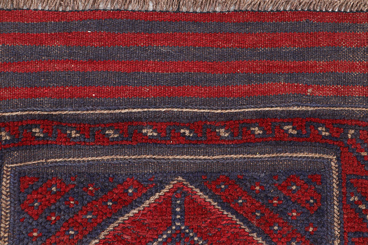 Dark Red Mashwani 2' 2 x 8' 4 - No. 63718 - ALRUG Rug Store