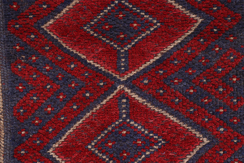 Dark Red Mashwani 2' 2 x 8' 4 - No. 63718 - ALRUG Rug Store
