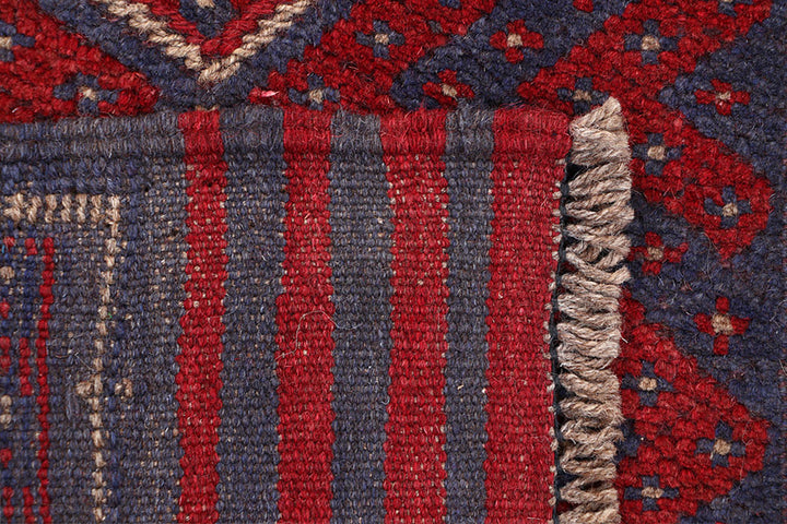 Dark Red Mashwani 2' 2 x 8' 4 - No. 63718 - ALRUG Rug Store