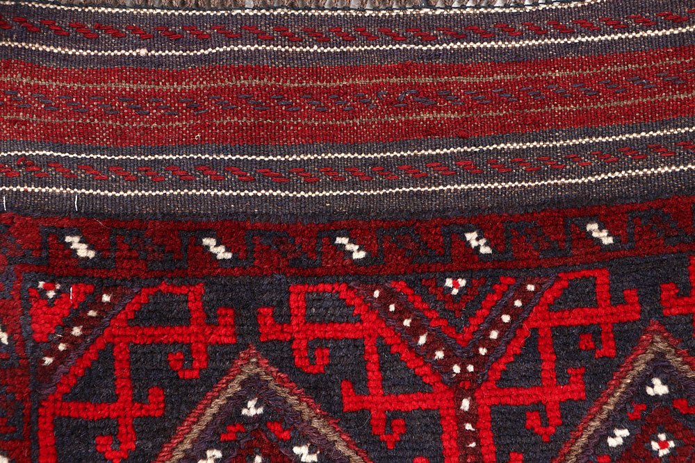 Dark Red Mashwani 2' 2 x 8' 8 - No. 63719 - ALRUG Rug Store