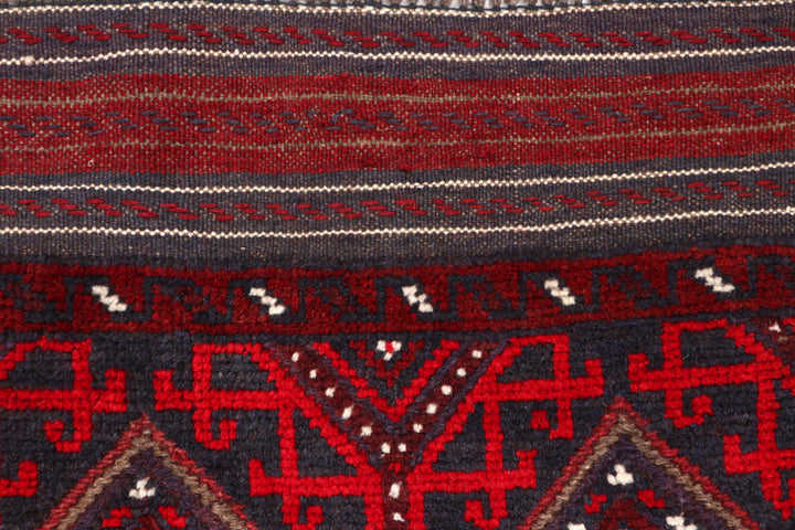 Dark Red Mashwani 2' 2 x 8' 8 - No. 63719 - ALRUG Rug Store