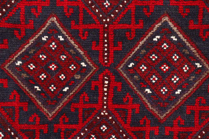 Dark Red Mashwani 2' 2 x 8' 8 - No. 63719 - ALRUG Rug Store