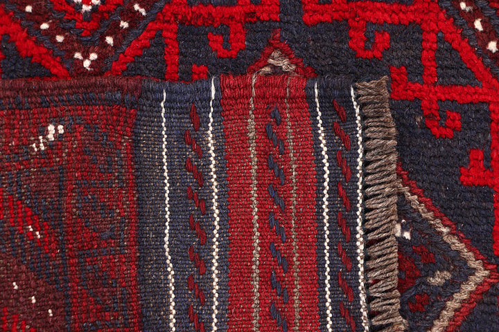 Dark Red Mashwani 2' 2 x 8' 8 - No. 63719 - ALRUG Rug Store