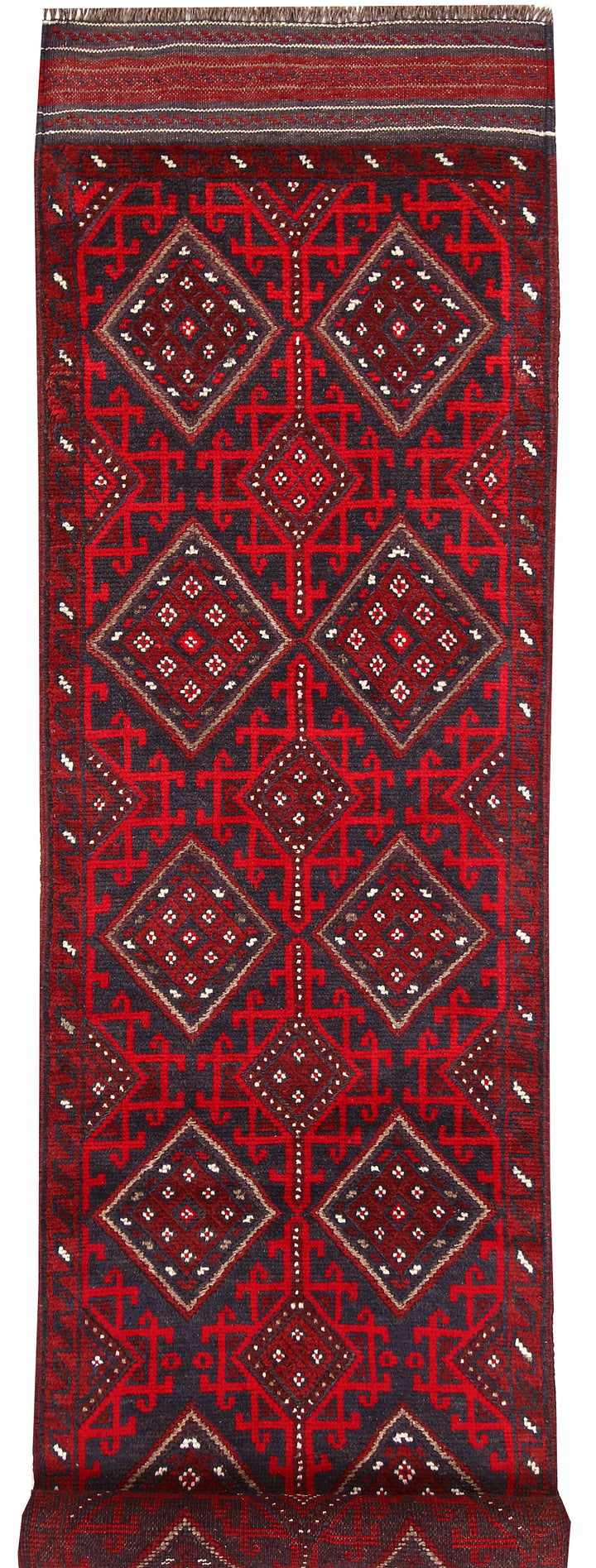 Dark Red Mashwani 2' 2 x 8' 8 - No. 63719 - ALRUG Rug Store