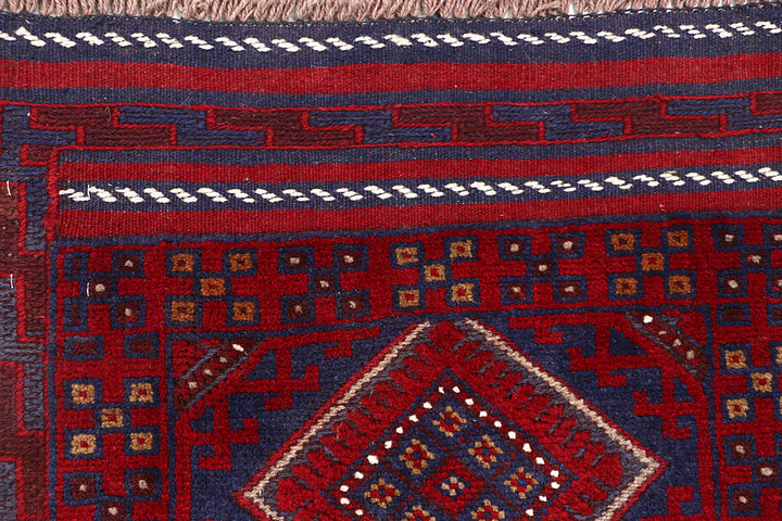 Dark Red Mashwani 2' x 8' 5 - No. 63721 - ALRUG Rug Store