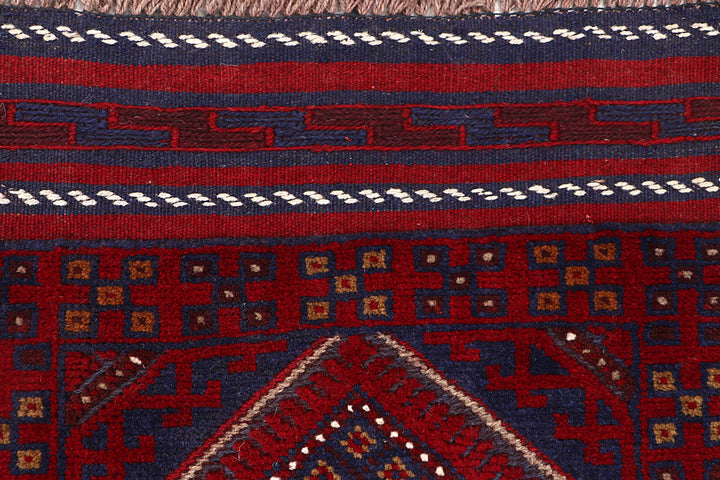Dark Red Mashwani 2' x 8' 5 - No. 63721 - ALRUG Rug Store